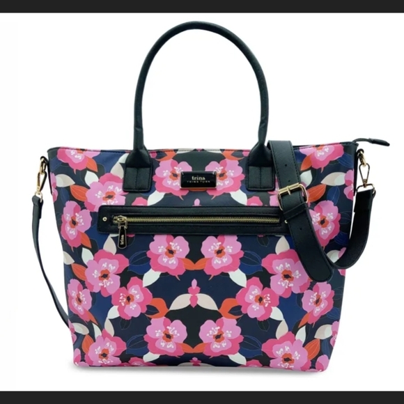Trina Turk Handbags - Trina Turk Floral Tote Bag - Pink and Navy
